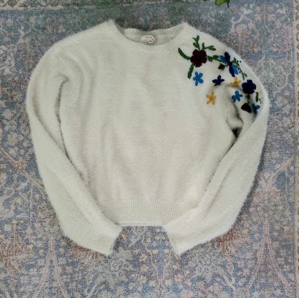 Roolee Ivory Embroidered Sweater
